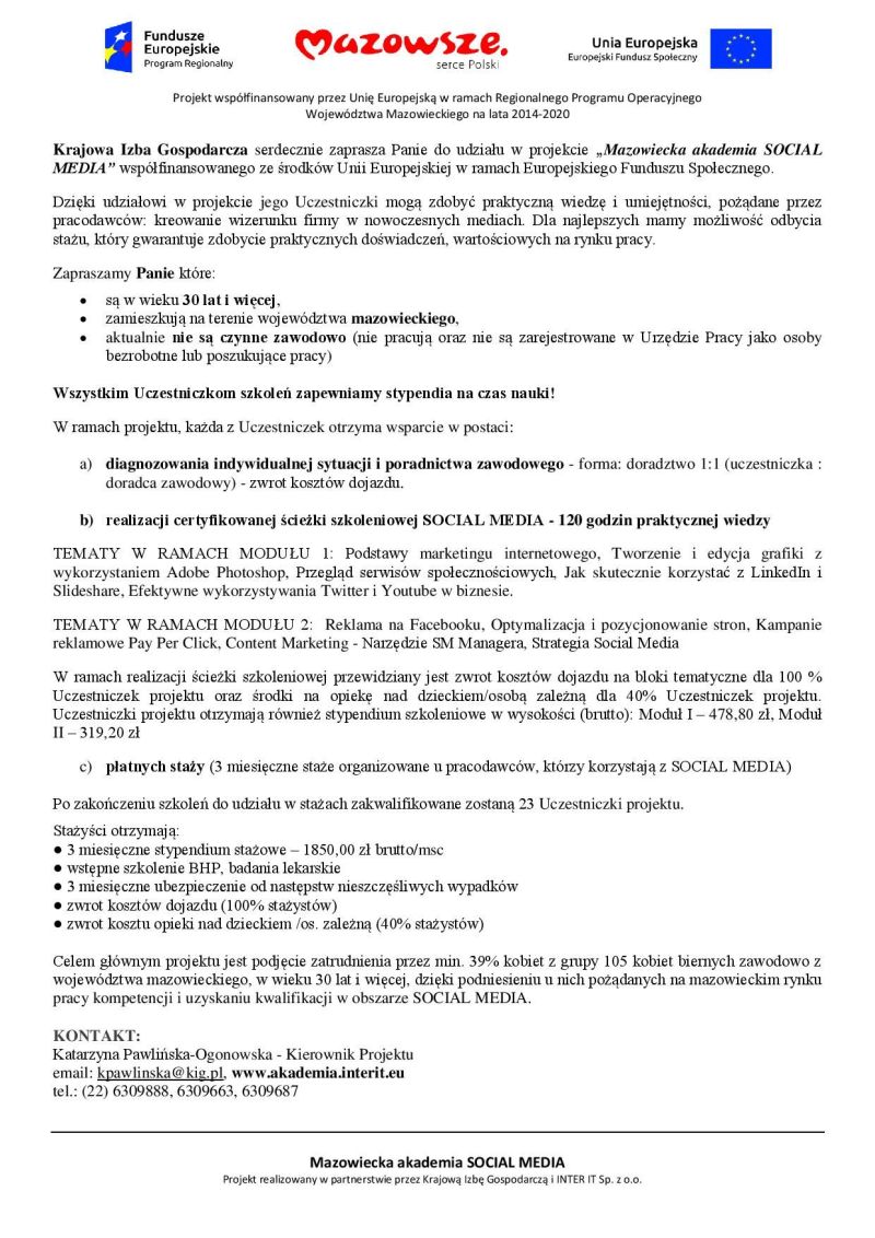 Mazowiecka Akademia SOCIAL MEDIA ulotka informacyjna page 001