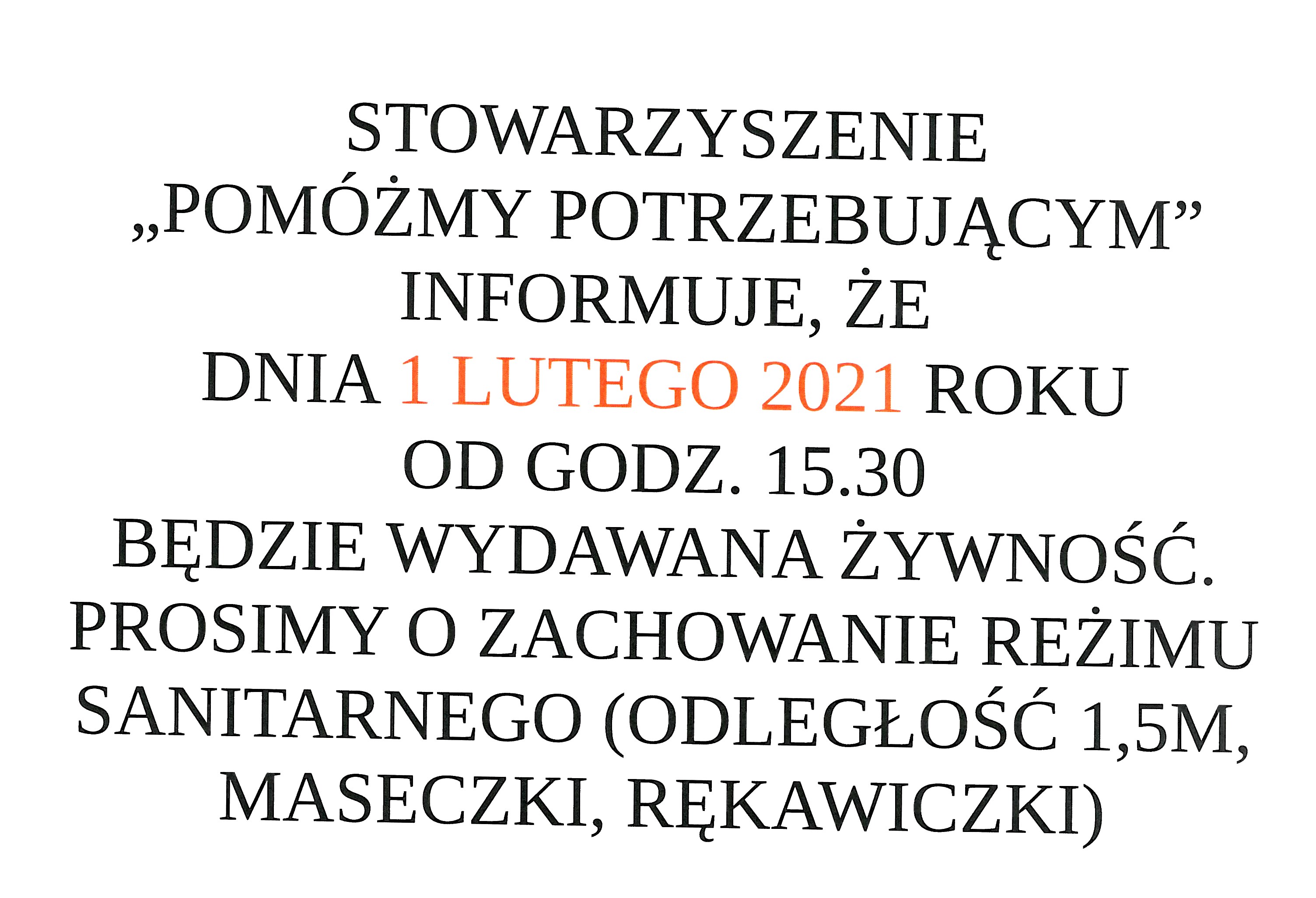 stowarzyszenie pomóżmy potrzebującym wydawanie zywnosci